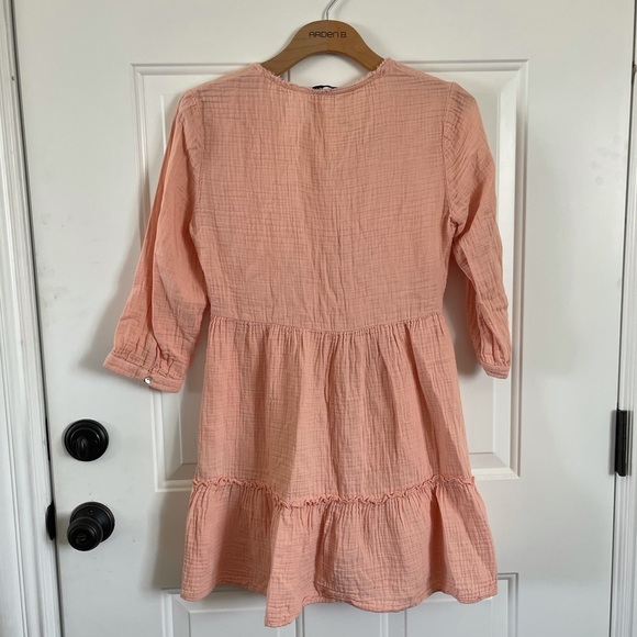 Zara Pink Cotton & Linen Blend Tiered Mini Dress Size S - Picture 5 of 8